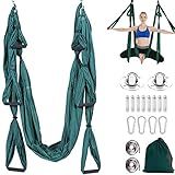Aerial Yoga Swing Set Trapeze Hammock Kit Ultra Strong Anti-gravity Flying Sling Inversion Swing Tool Set for Air Yoga Inversion Exercises (Green)