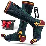 Rahhint Merino Wool Winter Warm Ski Socks for Men Women Cold Weather Compression Thermal Socks 2 Pairs for Snowboard Hiking