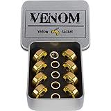 Yellow Jacket Premium Skateboard Bearings – Titanium Coated, Ceramic Balls – Pro Longboard – High Speed, Precision for Skateboards, Longboards, in-line Skates, (Gold Venom - Washers and Spacers)