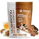 WELLNESS LABSRX Mushroom Powder, 25 in 1 Mushrooms Supplement - 2000mg, 25 Superfood Mishroom Lions Mane Powder with Chaga, Shiitake, Cordyceps, Reishi - Lion's Mane Mushroom - 120 Servings