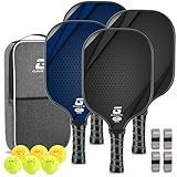GARYE Pickleball Paddles Set of 4, Carbon Fiber Pickle Ball Paddle, USAPA Approved Lightweight Rackets 4 Pack for Adults and Teenagers, Includes 6 Balls, 1 Bag, and 4 Grip Tapes.