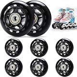 TOBWOLF Inline Skate Wheels, 8 Pack 64MM 82A Replacement Wheels, Black