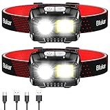 Blukar LED Headlamp Rechargeable,2000L Super Bright Dimmable Headlight Flashlight with Motion Sensor- 8 Modes,Spotlight&Floodlight&Red Light Combination,IPX5 Waterproof for Camping,Hiking - 2 Pack