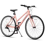 AVASTA Road Bike for Women Female Lightweight Step Through 700C Aluminum Alloy 15 Inch Frame City Commuter Comfort Lady Bicycle, 7-Speed Drivetrain, Color Peach
