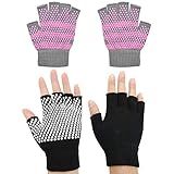 Cosmos 2 Pairs Non-Slip Yoga Pilates Gloves for Women, Barre, Ballet, Bikram Training & Workouts Gloves (Black & Gray (2 Pairs))