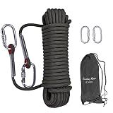LZ.MZXU Climbing Rope, 12mm Static Rappelling Rope, Black, 165FT(50M)