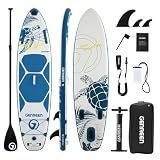 GENREEN Inflatable Stand-Up Paddle Boards - 11' x 32" Extra Wide Inflatable Paddle Board with SUP Accessories, Camera Bracket, Basic All-Around SUP Board for Fishing, Yoga and Fitness(Olivacea)