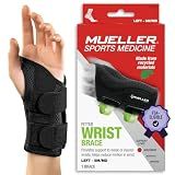 MUELLER Sports Medicine Green Fitted Wrist Brace for Men and Women, Wrist Pain Relief Support, Ideal for Carpal Tunnel, Tendonitis, Arthritis, Left Hand, Black, Small/Medium