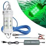 Underwater Fishing Light Super Bright 80000 Lumens 160W Green LED Fishing Light Night Fishing Attracting Light 110V&12-24V Submersible Fish Finder Light Dock Boat Lamp for Squid Shrimp Snook Crappie