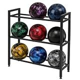 DECORDEEP Bowling Ball Rack, Heavy Duty Bowling Ball Stand, Metal Storage Organizer Holds 9 Balls for Home, Garage, Game Room or League Equipment