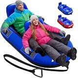 Raxurt 2 Person Heavy Duty Snow Tube, Snow Sled with Dual Backrests