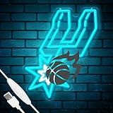 Basketball Team Neon Sign, Led Dimmable SAS Basketball Team Logo USB Powered Hanging Light Up Neon Sign Night Light for Wall Decor, Man Cave, Game Room, Bedroom, Party, Birthday Christmas Merch Gift for Boys SA Fans (Spers)