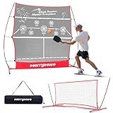MerryMove Pickleball Practice Rebounder: 2in1 Pickle Ball Equipment for Solo Practice, Rebounder Training with Strategically Placed Targets, 6FT Mini Pickleball Net for Backyard, Driveway, and Garage