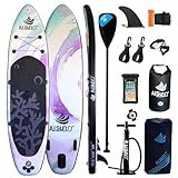 AISUNSS Inflatable Paddle Board for Adult, Paddle Board for All Skill Levels, Wide SUP Board with Primium Accessories Include SUP Carry Bag, Hand Pump, 10L Waterproof Bag and Adj Paddle