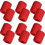 Bememo 12 Pack Sweatbands Sports Wristband Cotton Sweat Band for Men and Women, Good for Tennis, Basketball, Running, Gym, Working Out (Red)