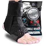 Z ATHLETICS Zenith Ankle Brace, Lace Up Adjustable Support – for Running, Basketball, Injury Recovery, Sprain! Ankle Support Wrap for Men, Women, and Children (Black, Medium)