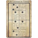 NEGLAI Life Lessons In Tennis Knowledge Metal Signs Poster, Vintage Decorations Wall Art Decor 8x12 Inches