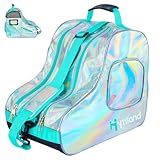 Hytiland Roller Skate Bag for Inline Skates Ice Skates and Figure Skating Stylish Plain Holographic Fashion Design Spacious Big Capacity Breathable Mesh Waterproof Durable for Women and Youth