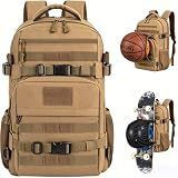 LASUK Skateboard Backpack, Skate Bag for Men and Women, 17.3 Inch Water-resistant Laptop Backpack with Ball Holder, Longboard Basketball Scooter Sport bag for Business Sports Travel College, Khaic