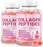 Wiszeen Collagen Gummies for Women, Sugar-Free Hydrolyzed Collagen Gummy with Type I, II, III, V, X Collagen Peptides, Biotin, Hyaluronic Acid & MultiVitamins, Promote Skin/Hair/Nail/Bones, 120 Cts