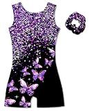 Vogseek 7-8Y Girl's Gymnastics Leotards Purple Butterfly's Tumbling Outfit