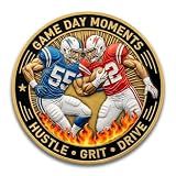 Football Coach Appreciation Gift Coin, 3D Relief Double Sided American Football Challenge Token, Zinc Alloy Team Spirit Sports Commemorative Keepsake for Players & Fans
