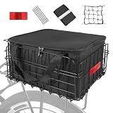 Bike Basket Rear, Folding Bicycle Basket with Removable Waterproof Liner Bag, Rear Bike Cargo Rack, Bike Accessories Frame Basket for Adult Women Men Carrying Dogs,Pet,Grocery,Quick Release Design
