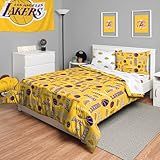 FOCO Los Angeles Lakers NBA Team Color Bed in a Bag Comforter Bedding 5 Piece Set - Full