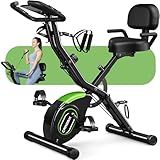 Caromix Folding Exercise Bike, 5 in 1 Stationary Magnetic Cycling Bicycle Upright Indoor Cycling Bike for Home Workout 330LB Capacity (Dark Black)