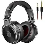 OneOdio Hi-Res Over Ear Headphones for Studio Monitoring and Mixing, Sound Isolation, Protein Leather Earcups, 50mm Driver Unit, Wired Headphones for AMP Guitar Keyboard (Pro-50 Black)