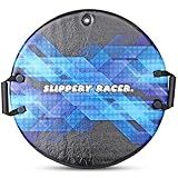 Slippery Racer Downhill Zeus Adults and Kids Foam Saucer Disc 1 Rider Snow Sled Toboggan with Handles, Midnight Hologram (1 Pack)