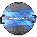Slippery Racer Downhill Zeus Adults and Kids Foam Saucer Disc 1 Rider Snow Sled Toboggan with Handles, Midnight Hologram (1 Pack)