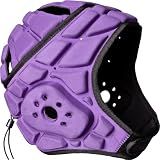 COOLOMG Soft Shell Flag Football Helmet 7v7 Rugby Helmet Scrum Cap Soccer Padded Headgear Adjustable Head Protector for Adults Purple