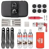 Bike Repair Tool Kit-Co2 Inflator Kits With Co2 Cartridges,8 In 1 Multi Tools, Saddle Bag, Tire Tube Patches & Tire Levers Included- Bike Maintenance Emergency Repair Tool Kit