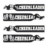 Zodaca Black Cheer Bracelets for Girls, Ponytail Holder for Cheerleader Gifts, Pom Pom Design (4 Inch) 50 Pack - Hair Tie Bracelet