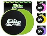 Elite Sportz Core Sliders for Working Out - Pack of 2 Compact, Dual Sided Gliding Discs for Full Body Workout on Carpet or Hardwood Floor - Fitness & Home Exercise Equipment-Green
