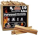Billy Buckskin 10lb Fatwood Fire Starter Sticks, 100% Natural Firestarter | Lights when wet, For Campfires, Firepit, Fireplaces, BBQ & Wood Stoves, Easy Ignition with Just 2 Sticks, Camping Essentials