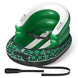 QPAU Snow Sled for Toddlers 1-3 with Canvas Cover, Inflatable Baby Sled with 3-Sided Protection, Tow Strap & Handles, Kids Snow Tube for Skiing & Sledding Outdoor Toys (Green)