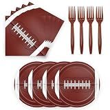 72 Pcs Football Plates Napkins and Forks Set, 7 Inch, Serves 24 Guests