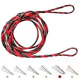 Deerseeker Flemish D97 Bow String Handmade Twist Bowstring 16 Strands 54-70in Fast Flight for Traditional Longbow Recurve Bow Replacement Archery Accessories (Red+Black, AMO 62"(Actual Length 58"))