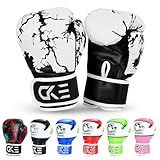 CKE Kids Boxing Gloves for Kids Boys Girls Junior Youth Toddlers Age 5-12 Years Training Boxing Gloves for Punching Bag Kickboxing Muay Thai (Black/White)