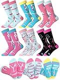 Eurzom 6 Pairs Gymnastics Yoga Lover Socks for Women Girls Novelty Cotton Crew Socks Xmas Gift for Gymnasts Yoga Lovers
