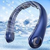 AUIIAH Portable Lightweight Neck Fan Rechargeable, 5 Speeds, Neck Support, USB Personal Bladeless Wearable Cooling Neck Fan for Hot Flashes, Disneyland, Travel, Christmas Gift for Men Women (Blue)