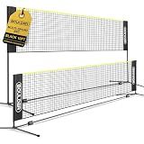 BOULDER Portable Badminton Pickleball Net - Foldable / Extendable Poles for Multiple Sports Heights (UP to 5 ft) - Ideal for Tennis, Pickleball, Soccer Tennis - Easy Setup (Black, 10 FT)