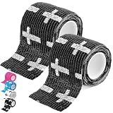 TrelaCo 1 Pcs Cross Tape Christian Athletic Tape 2IN X 15FT Elastic Wrist Wrap for Baseball Soccer Football Gymnastic Non Woven Jesus Self Adhesive Bandage Sport Bandage Wrap for Wrist, Feet (Black)