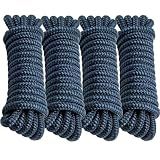 PropelTech 4 Pack 1/2" x 15' Boat Dock Lines, Improved Nylon Boat Ropes