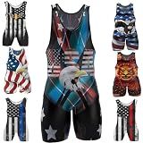 4 Time All American Sublimated Wrestling Singlet – Stitched & Durable Mens Singlet – Singlet for Wrestling, MMA & Powerlifting– Wrestling Singlet Youth Boys (USA Black, L 156-190 lbs.)