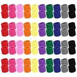 80 Pcs Wrist Sweatbands Bulk, Sports Wristbands in 10 Assorted Colors, Cotton Terry Stretchy Sweat Absorbing Arm Bands for Basketball, Tennis, Running & Workout(2.95 Inch)