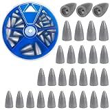 Bullet Fishing Sinkers Weights Slip Sinkers Kit-29pcs Fishing Worm Weights Assorted Set for Bass Fishing Saltwater