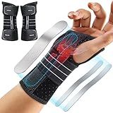 Rakiie 2 Pack Carpal Tunnel Wrist Braces, Adjustable Wrist Support Splint for Night Sleep & Daytime Working, Hand Braces Pain Relief for Arthritis, Typing & Pregnancy, Men & Women (Gray, M)